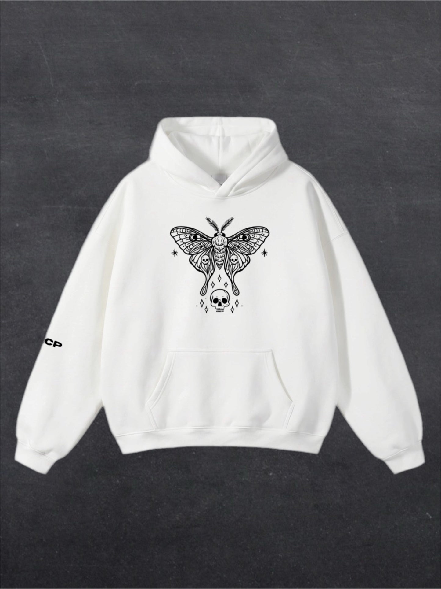 SKULL MOTH UNISEX HOODIE - FRONT PRINT - (multiple colours)