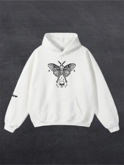 SKULL MOTH UNISEX HOODIE - FRONT PRINT - (multiple colours)