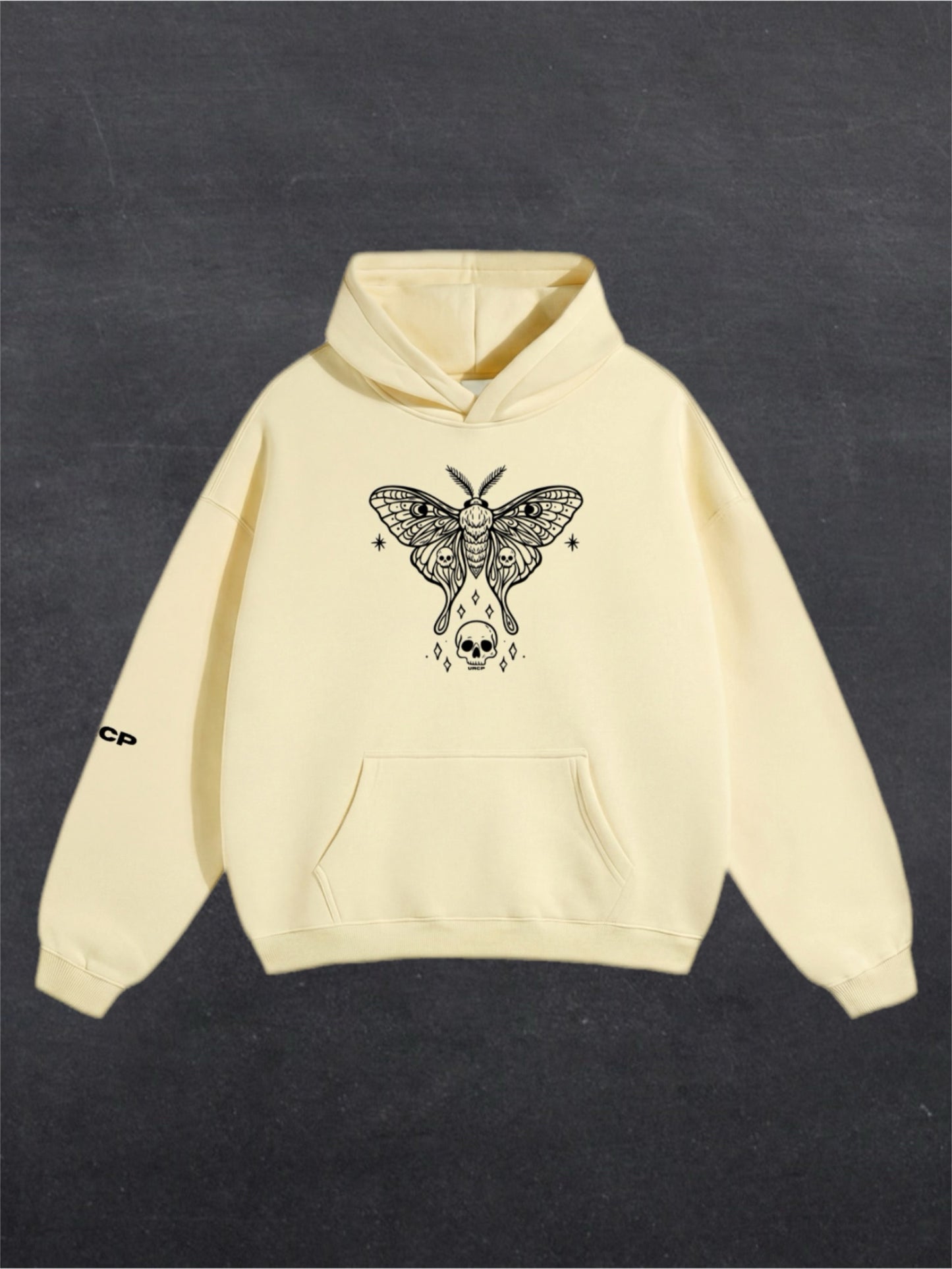 SKULL MOTH UNISEX HOODIE - FRONT PRINT - (multiple colours)