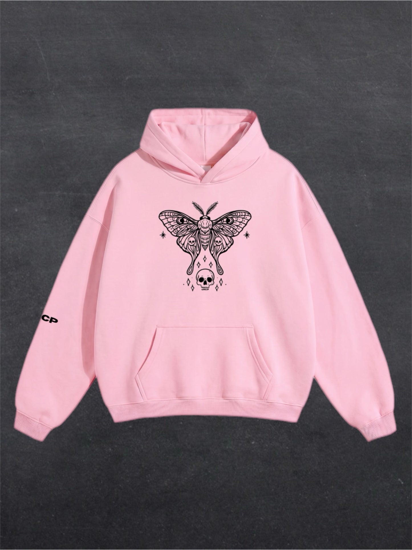 SKULL MOTH UNISEX HOODIE - FRONT PRINT - (multiple colours)