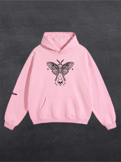 SKULL MOTH UNISEX HOODIE - FRONT PRINT - (multiple colours)