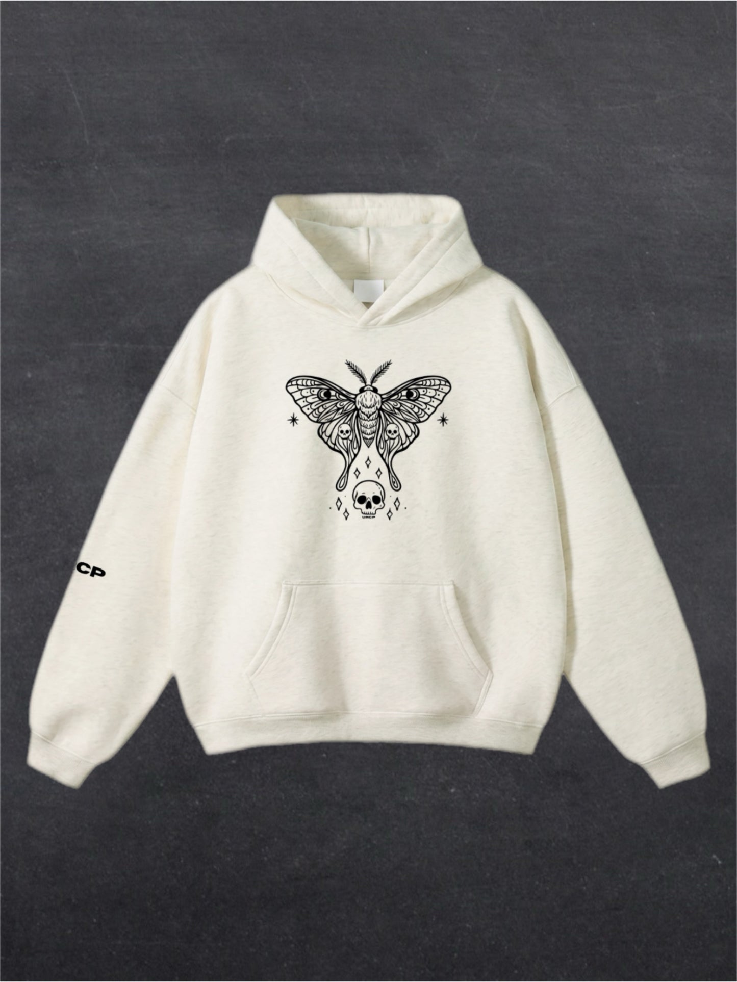 SKULL MOTH UNISEX HOODIE - FRONT PRINT - (multiple colours)