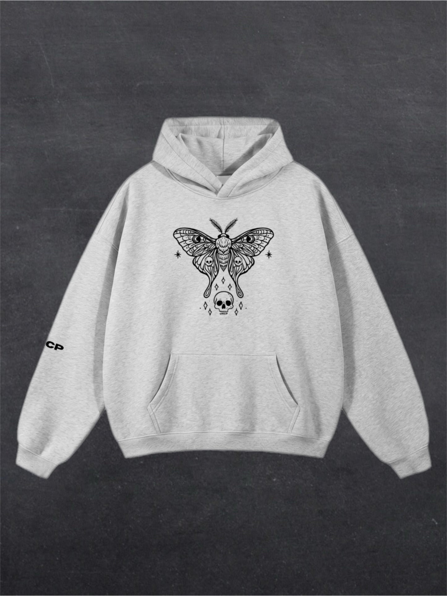 SKULL MOTH UNISEX HOODIE - FRONT PRINT - (multiple colours)