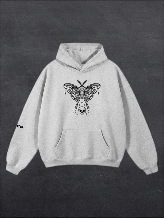 SKULL MOTH UNISEX HOODIE - FRONT PRINT - (multiple colours)