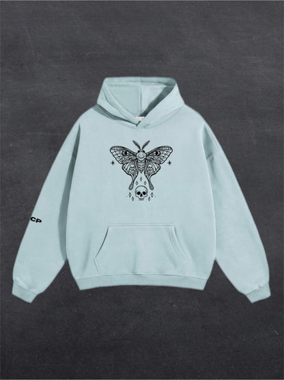SKULL MOTH UNISEX HOODIE - FRONT PRINT - (multiple colours)