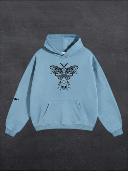 SKULL MOTH UNISEX HOODIE - FRONT PRINT - (multiple colours)