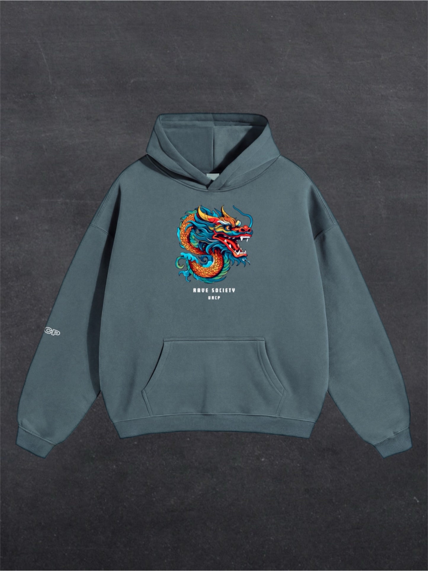 RAVE SOCIETY DRAGON UNISEX HOODIE - FRONT PRINT (multiple colours)