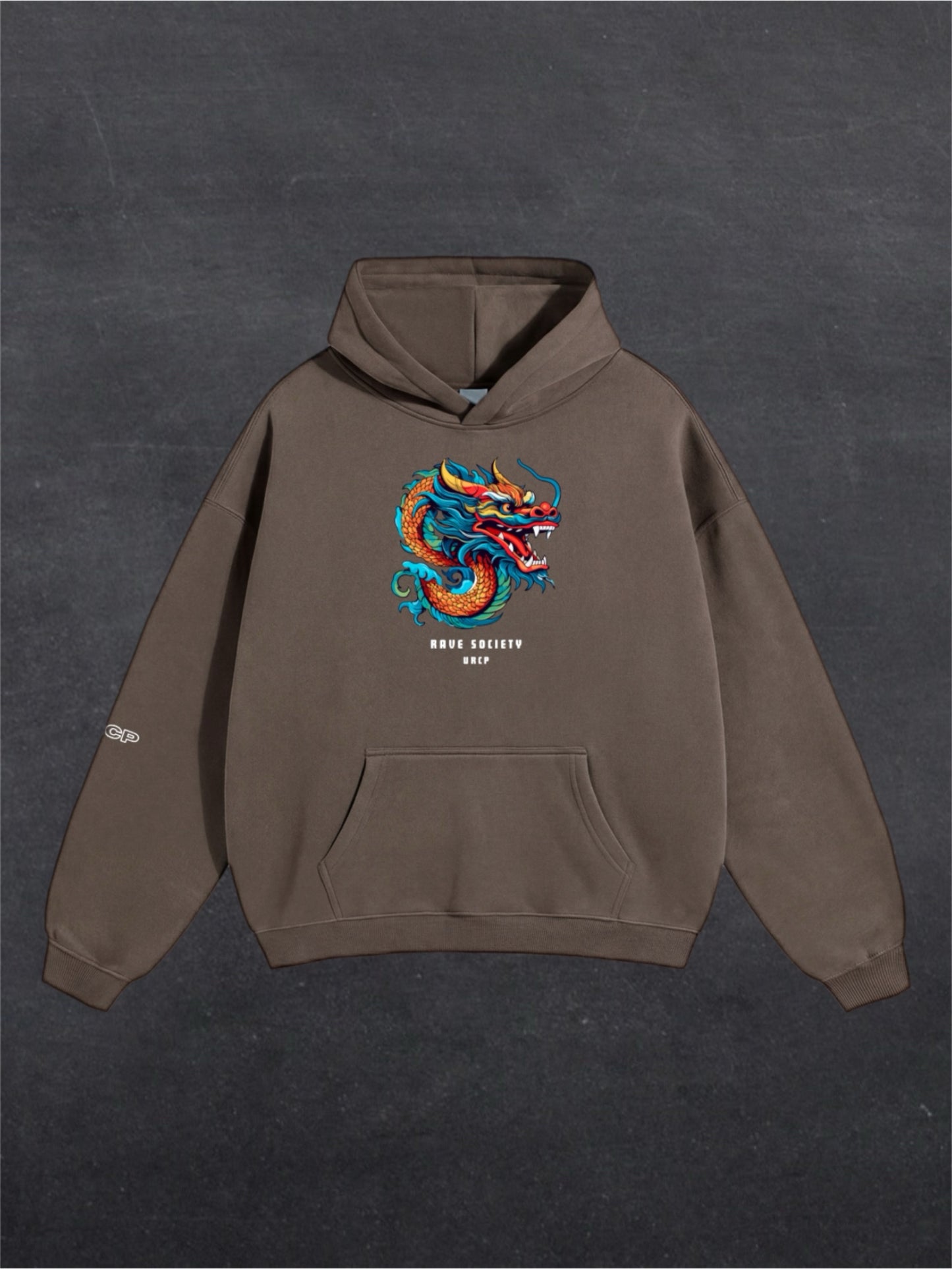 RAVE SOCIETY DRAGON UNISEX HOODIE - FRONT PRINT (multiple colours)