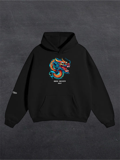 RAVE SOCIETY DRAGON UNISEX HOODIE - FRONT PRINT (multiple colours)