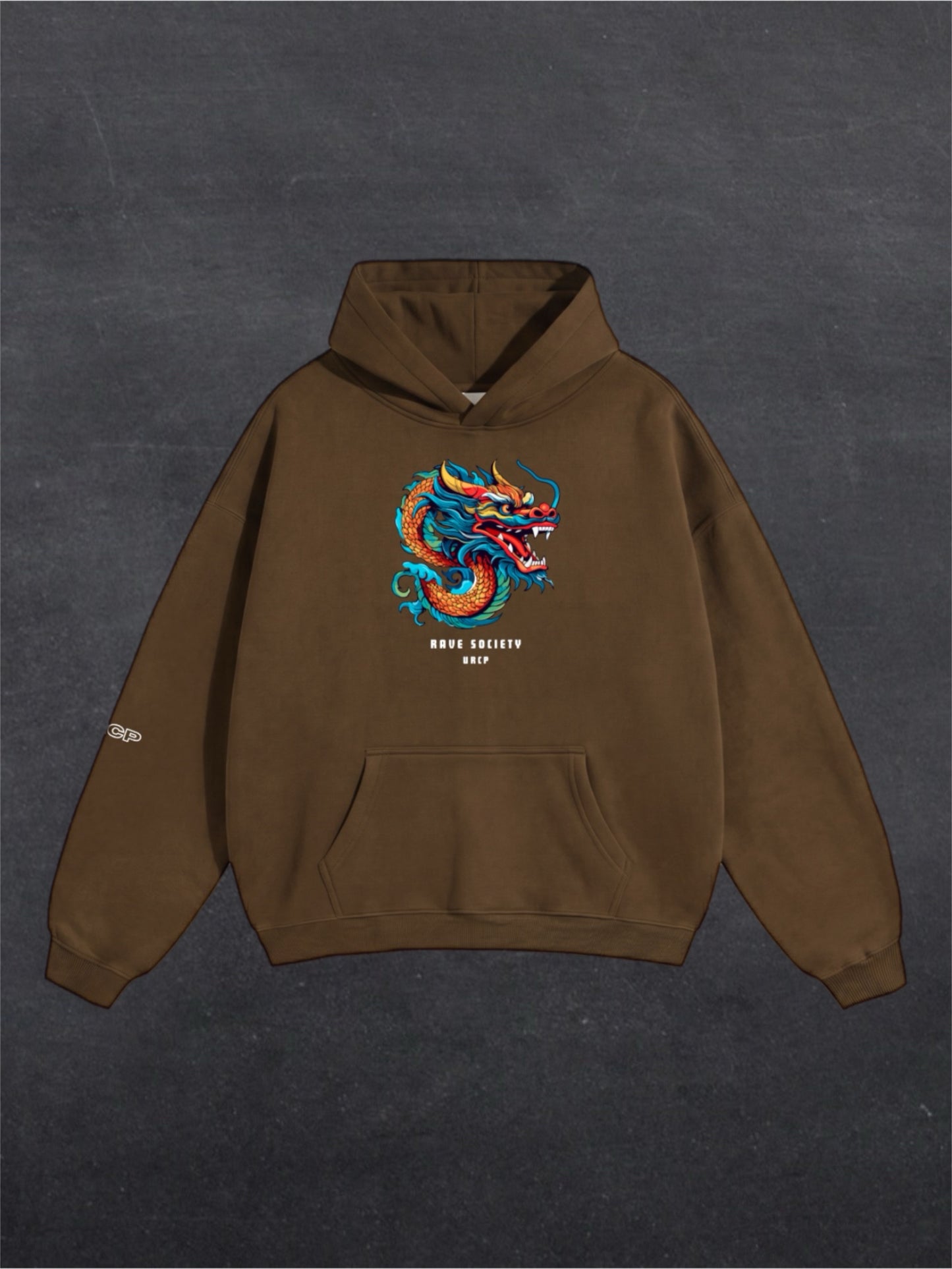 RAVE SOCIETY DRAGON UNISEX HOODIE - FRONT PRINT (multiple colours)
