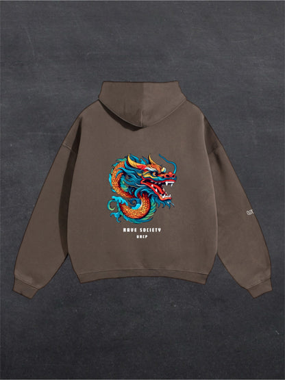 RAVE SOCIETY DRAGON UNISEX HOODIE - BACK PRINT (multiple colours)