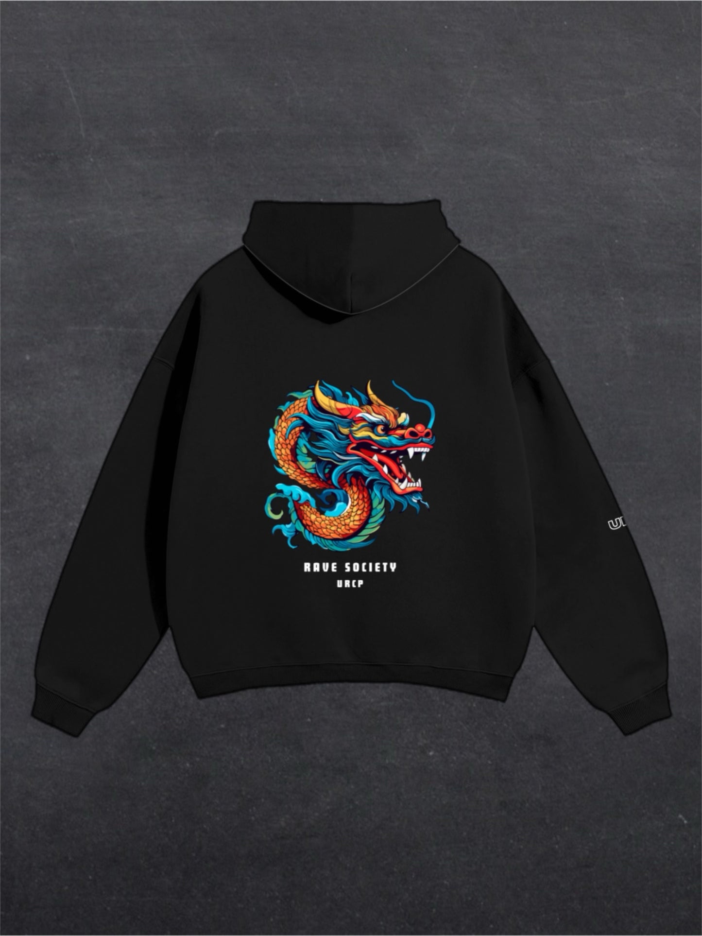 RAVE SOCIETY DRAGON UNISEX HOODIE - BACK PRINT (multiple colours)