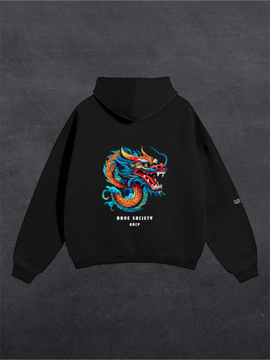 RAVE SOCIETY DRAGON UNISEX HOODIE - BACK PRINT (multiple colours)
