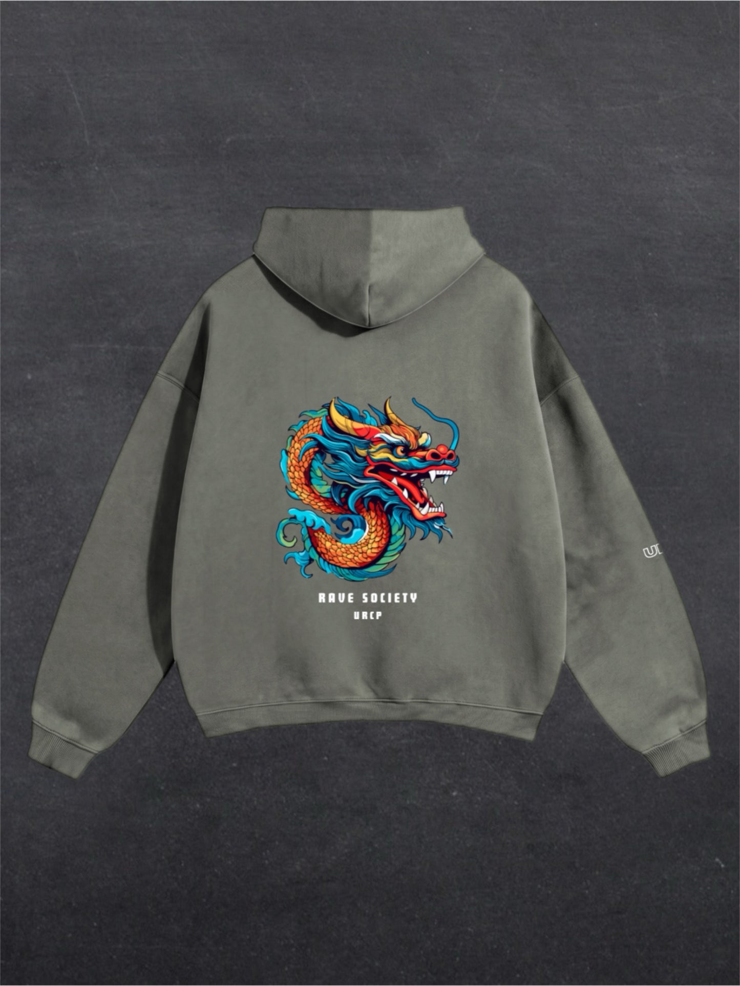 RAVE SOCIETY DRAGON UNISEX HOODIE - BACK PRINT (multiple colours)