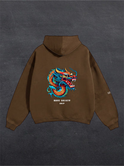 RAVE SOCIETY DRAGON UNISEX HOODIE - BACK PRINT (multiple colours)