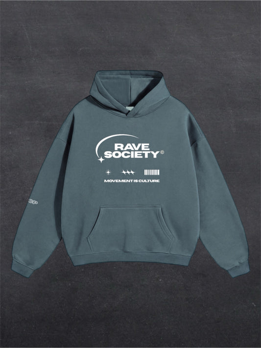 RAVE SOCIETY UNISEX HOODIE - FRONT PRINT (multiple colours)