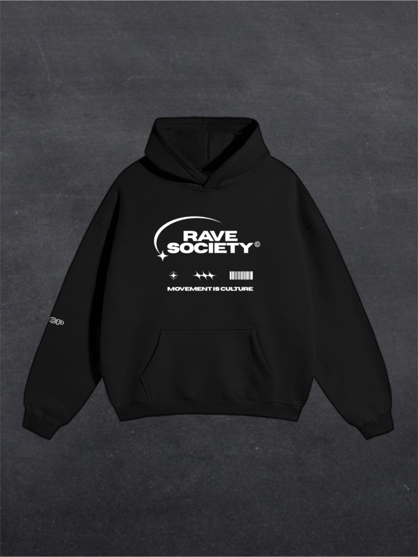 RAVE SOCIETY UNISEX HOODIE - FRONT PRINT (multiple colours)