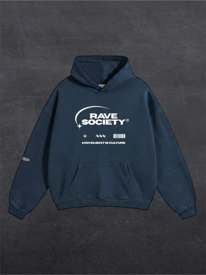 RAVE SOCIETY UNISEX HOODIE - FRONT PRINT (multiple colours)