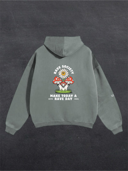 MAKE TODAY A RAVE DAY UNISEX HOODIE - BACK PRINT (multiple colours)