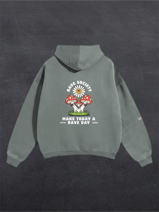 MAKE TODAY A RAVE DAY UNISEX HOODIE - BACK PRINT (multiple colours)