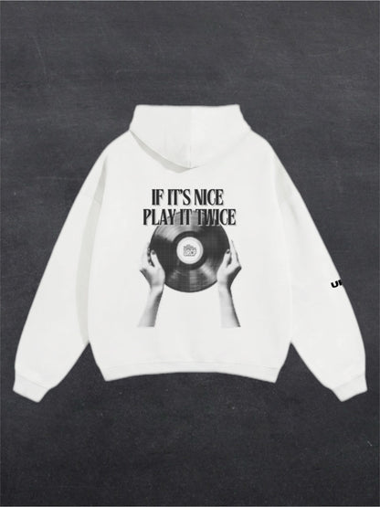 IF IT'S NICE PLAY IT TWICE UNISEX HOODIE - BACK PRINT (multiple colours)
