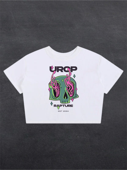 RAPTURE CROPPED TEE - FRONT PRINT (white)