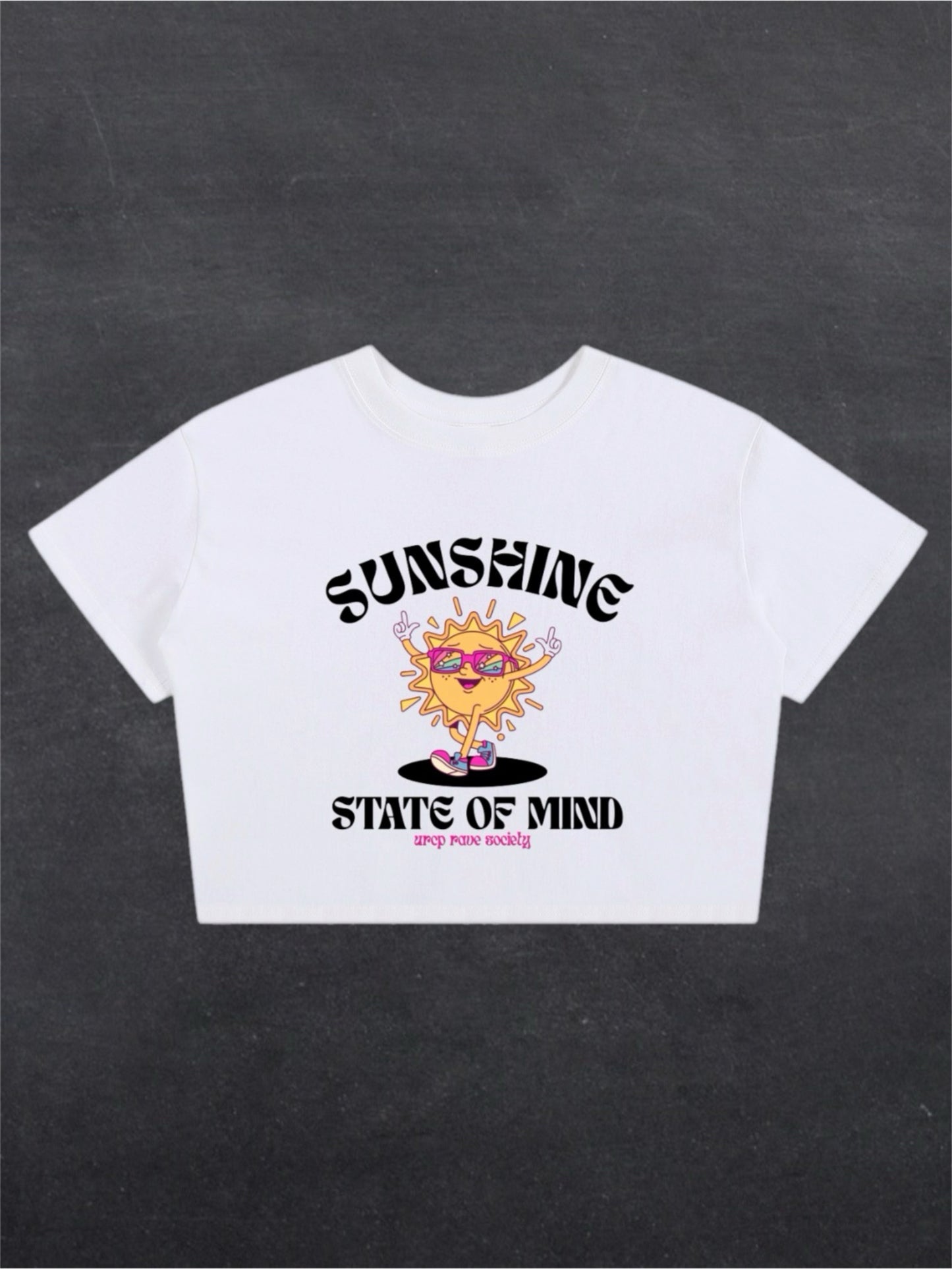 SUNSHINE STATE OF MIND CROPPED TEE - FRONT PRINT (white)