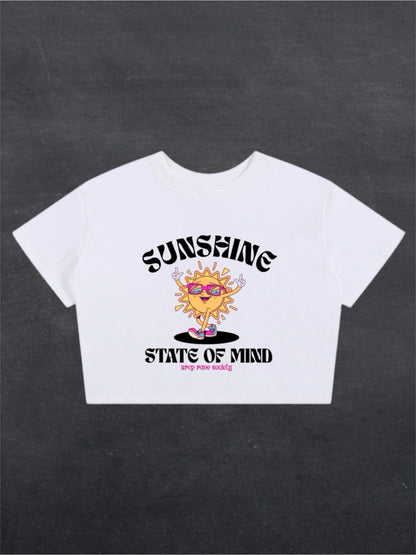 SUNSHINE STATE OF MIND CROPPED TEE - FRONT PRINT (white)
