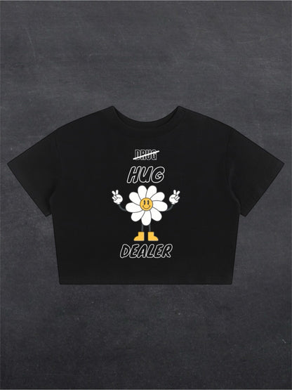 HUG DEALER CROPPED TEE - FRONT PRINT (black)