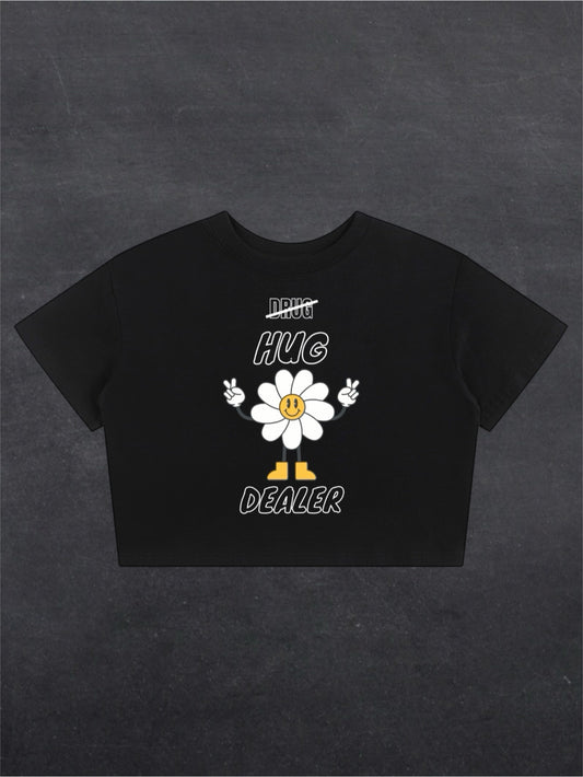 HUG DEALER CROPPED TEE - FRONT PRINT (black)