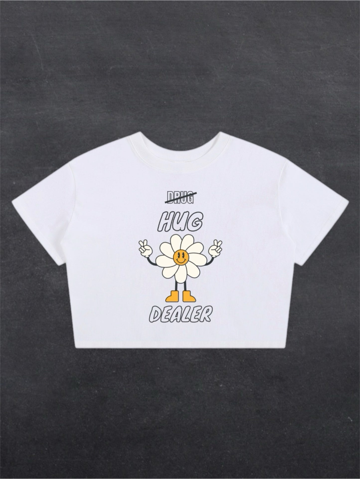HUG DEALER CROPPED TEE - FRONT PRINT (white)