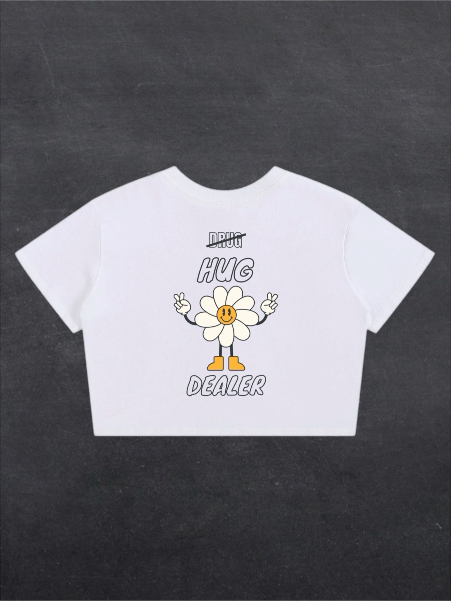 HUG DEALER CROPPED TEE - BACK PRINT (white)