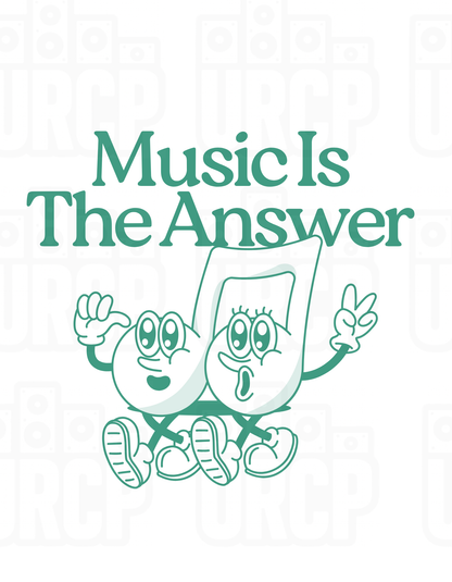 MUSIC IS THE ANSWER CROPPED TEE - BACK PRINT (black/white)