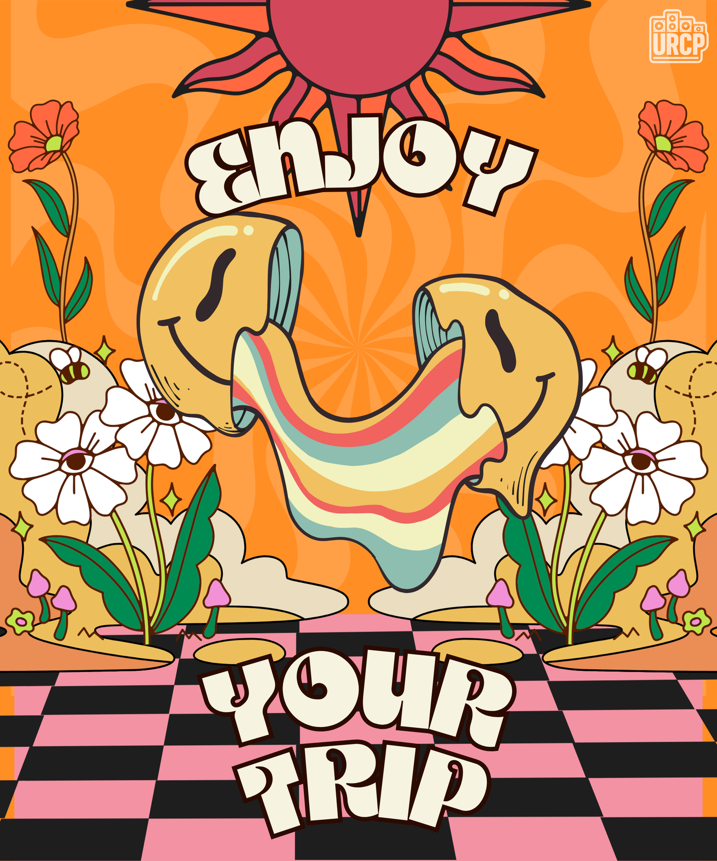 ENJOY YOUR TRIP CROPPED TEE - BACK PRINT (black/white)