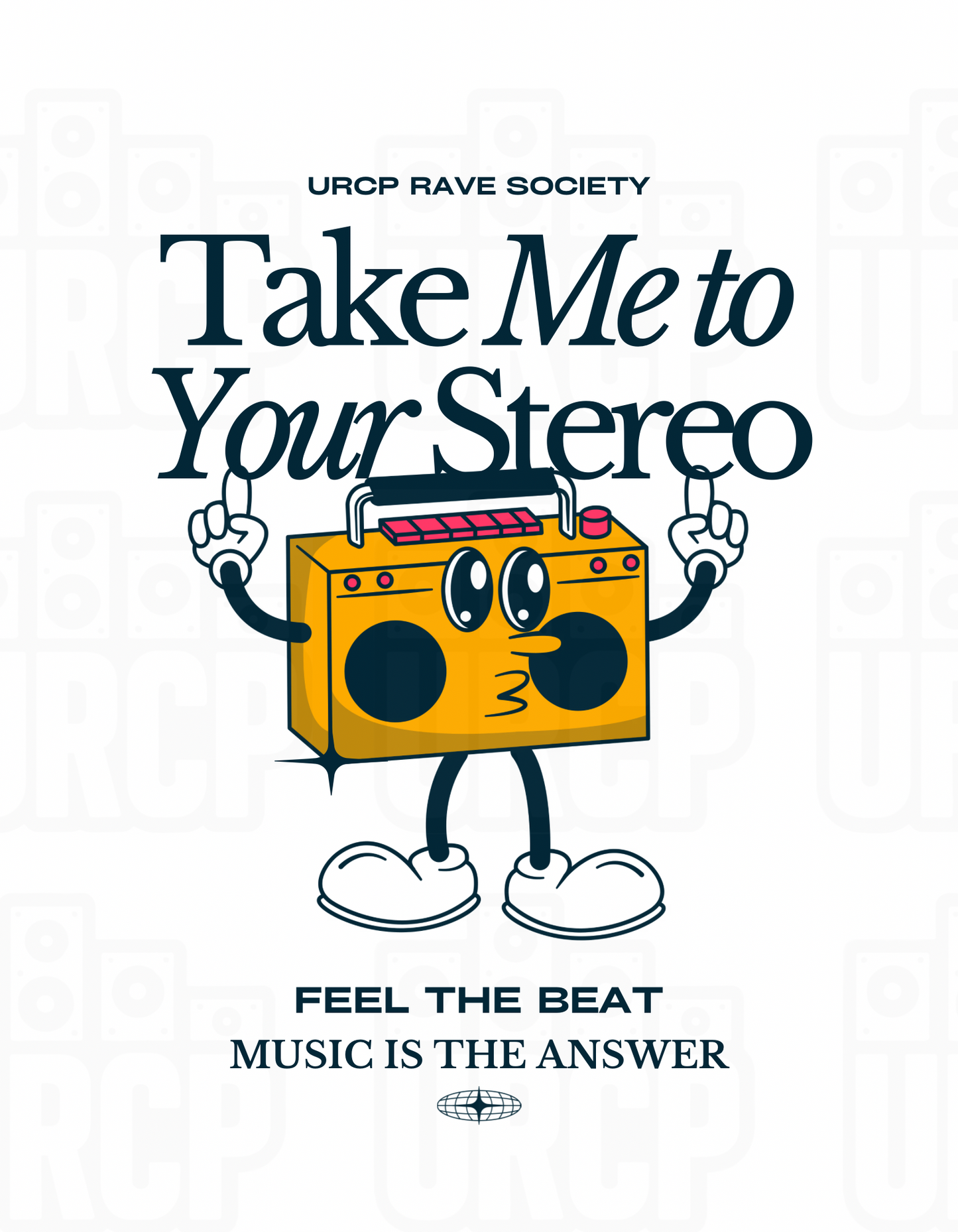 TAKE ME TO YOUR STEREO CROPPED TEE - FRONT PRINT (white)