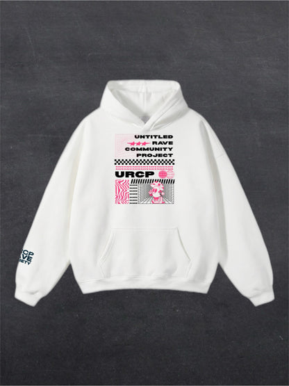 PINK URCP POSTER UNISEX HOODIE - FRONT PRINT (white)