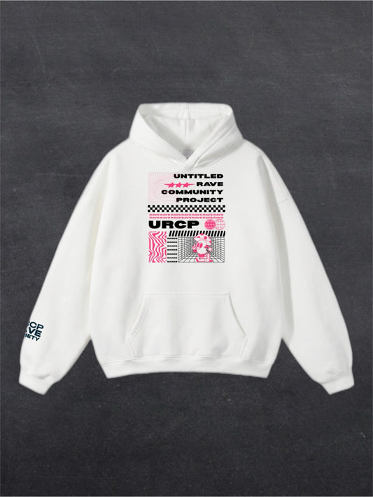 PINK URCP POSTER UNISEX HOODIE - FRONT PRINT (white)
