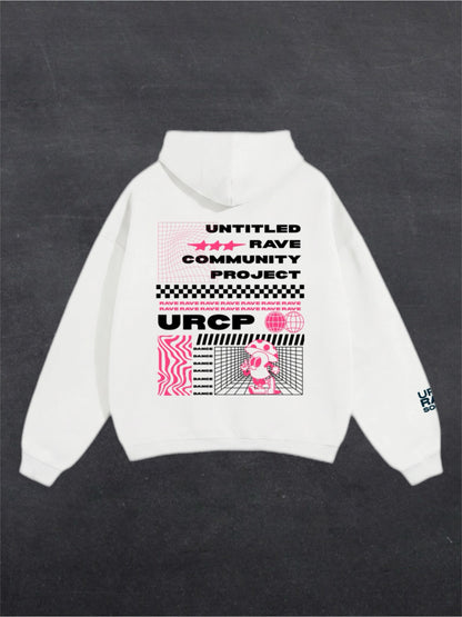 PINK URCP POSTER UNISEX HOODIE - BACK PRINT (white)