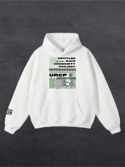 GREEN URCP POSTER UNISEX HOODIE - FRONT PRINT (white)