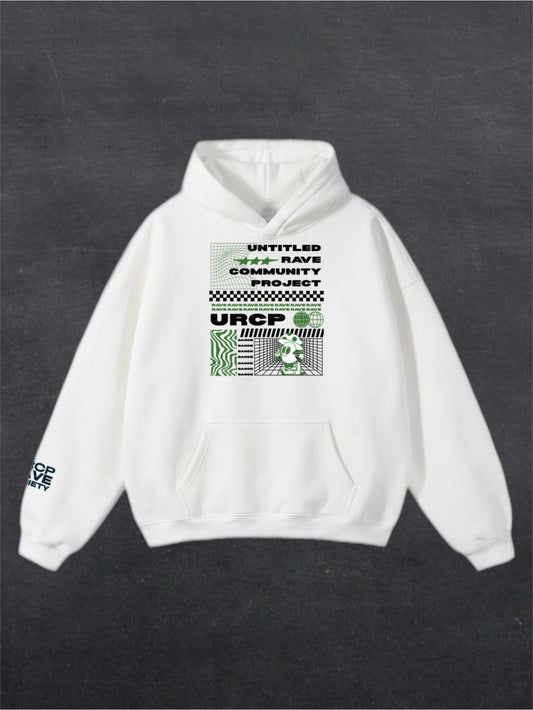 GREEN URCP POSTER UNISEX HOODIE - FRONT PRINT (white)