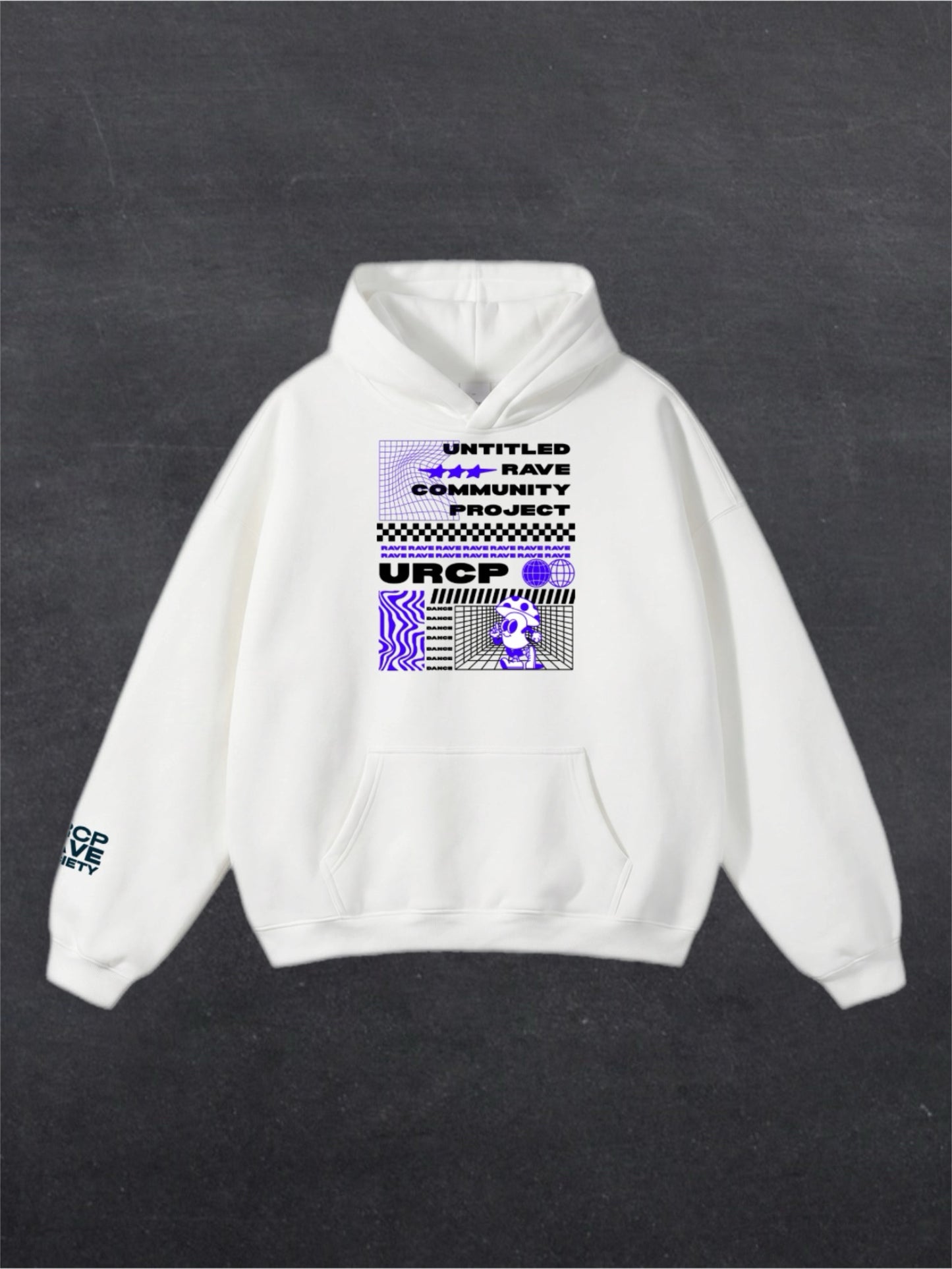 BLUE URCP POSTER UNISEX HOODIE - FRONT PRINT (white)
