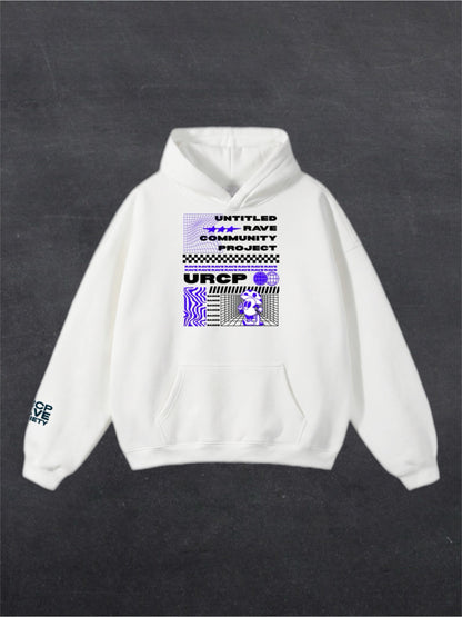 BLUE URCP POSTER UNISEX HOODIE - FRONT PRINT (white)