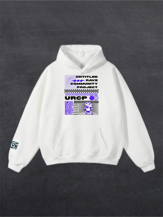 BLUE URCP POSTER UNISEX HOODIE - FRONT PRINT (white)