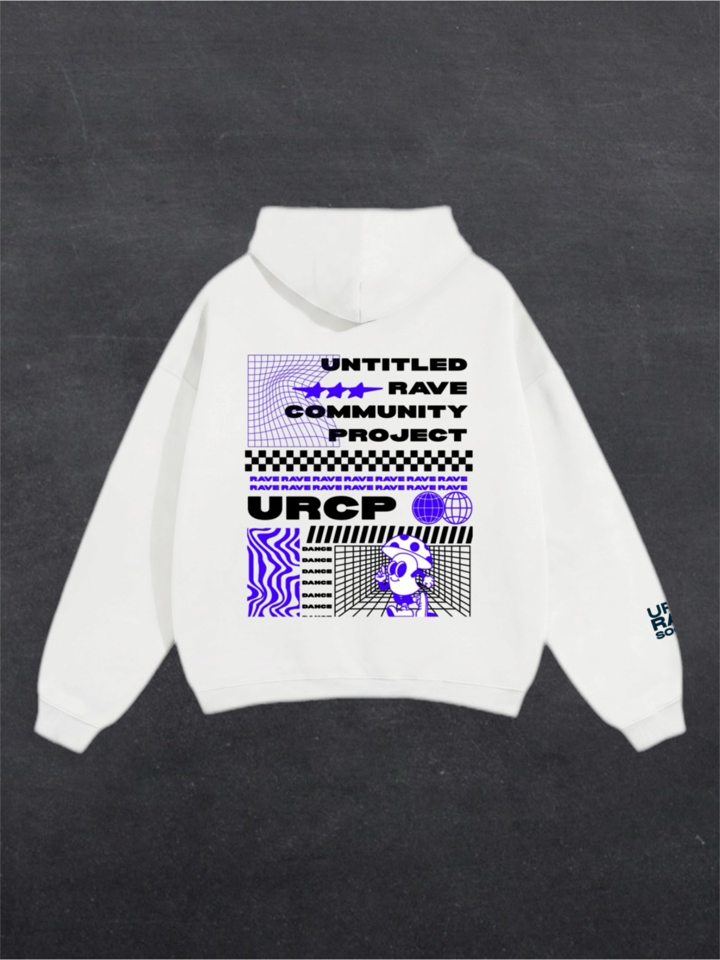 BLUE URCP POSTER UNISEX HOODIE - BACK PRINT (white)