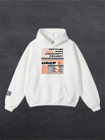 ORANGE URCP POSTER UNISEX HOODIE - FRONT PRINT (white)