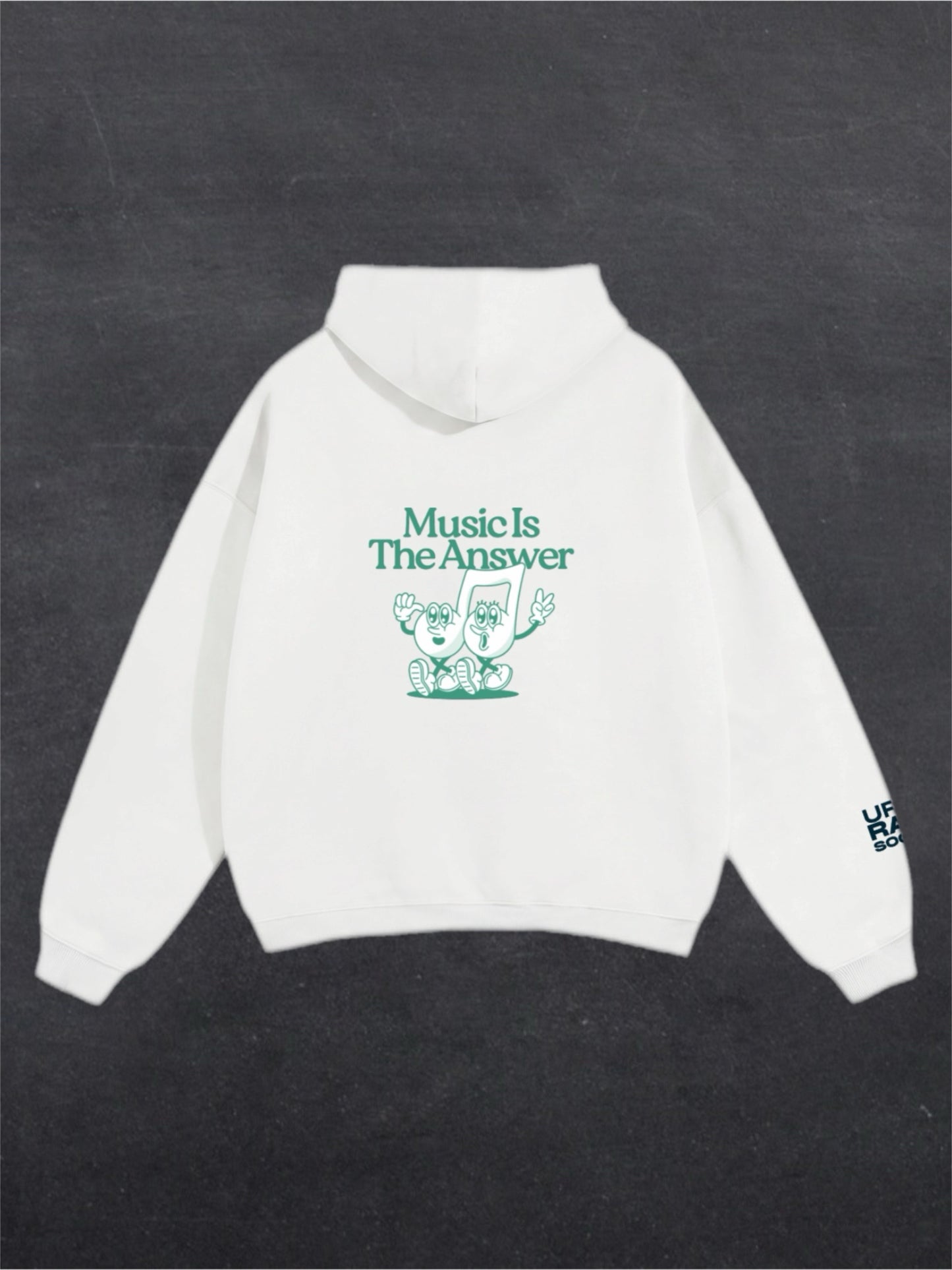 MUSIC IN THE ANSWER UNISEX HOODIE - BACK PRINT (white)