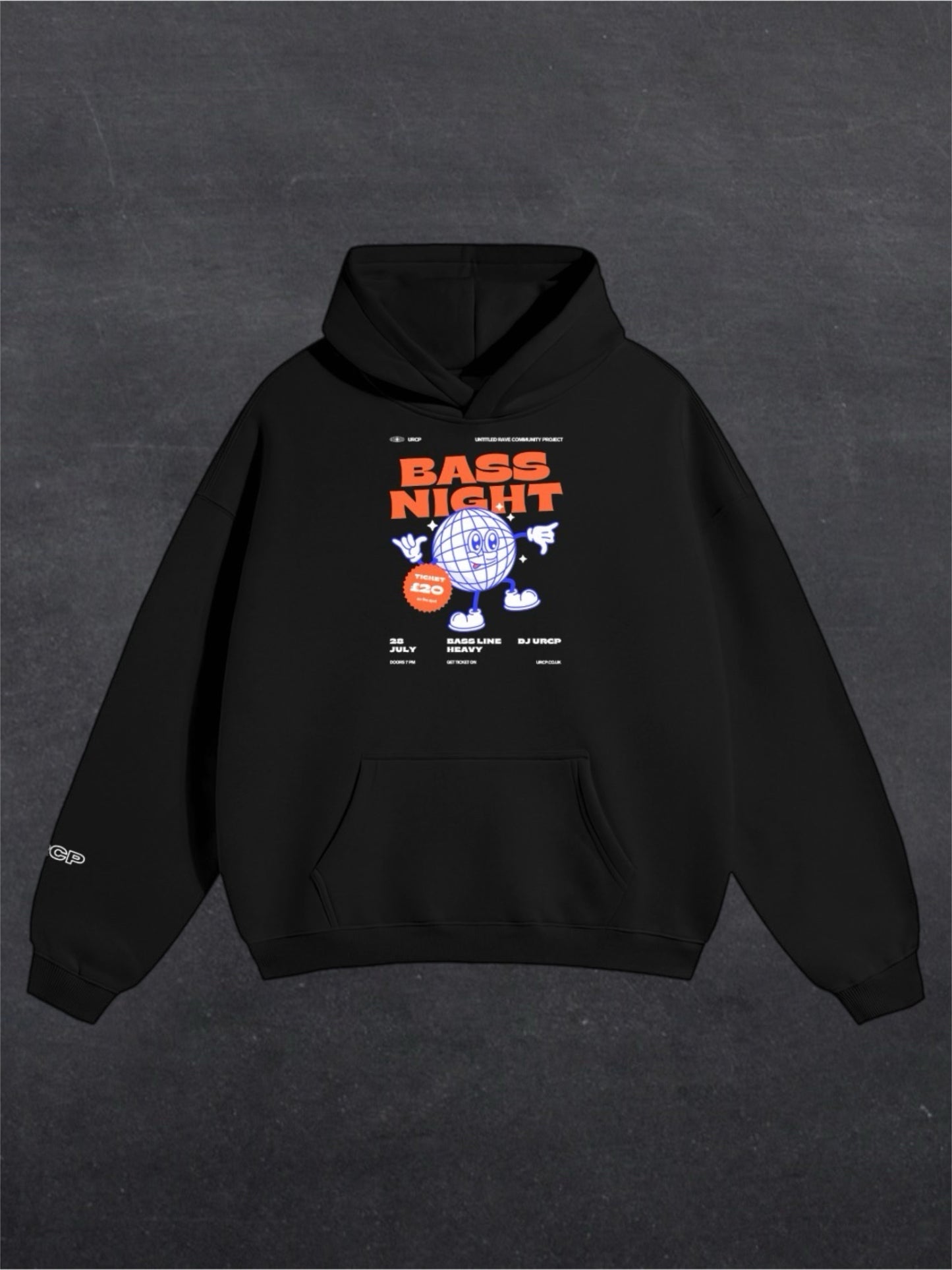 BASS NIGHT UNISEX HOODIE - FRONT PRINT (black)