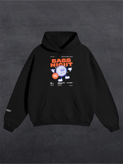 BASS NIGHT UNISEX HOODIE - FRONT PRINT (black)