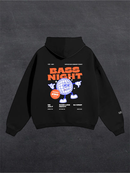 BASS NIGHT UNISEX HOODIE - BACK PRINT (black)
