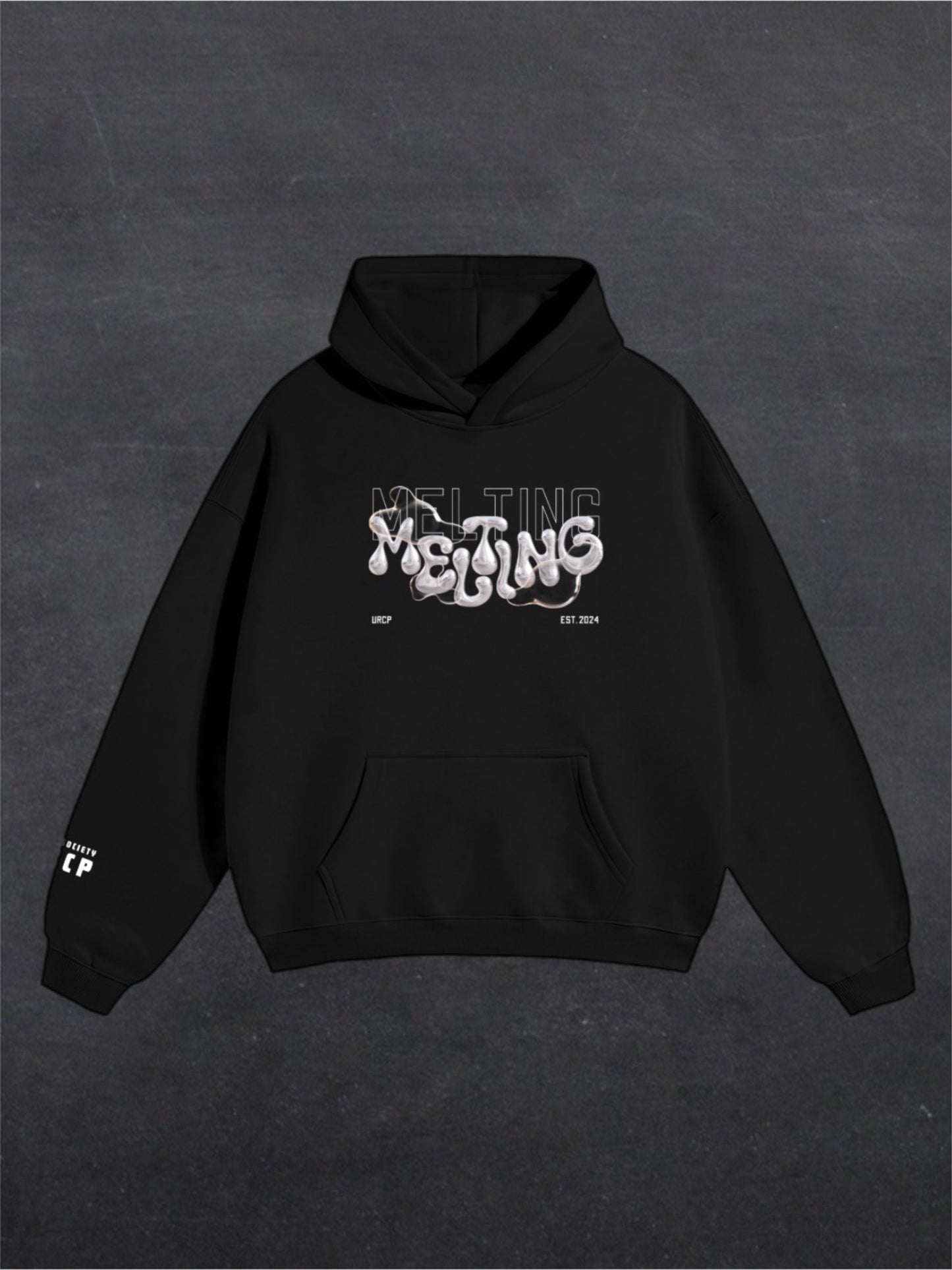 MELTING UNISEX HOODIE - FRONT PRINT (black)